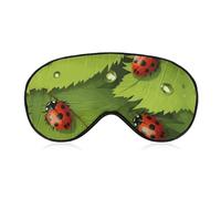 Leaves and Ladybugs Sleep Mask for Women Men Side Sleeper Eye Cover with Adjustable Strap Soft Breathable Blackout Mask Slip-Free Deep Sleeping Travel Essentials