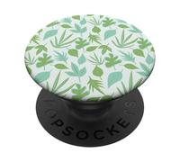 Leaves and Plants Cute Botanical Leaf Pattern in Green, Blue PopSockets Adhesive PopGrip