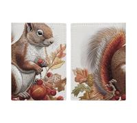 Leaves And Squirrel Passport Holder, ID Card Protector Case Passport Holder with Slot Passports Travel Wallet Document Cover for Women And Men