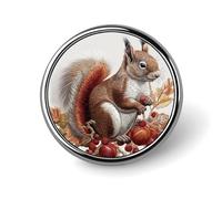 Leaves And Squirrel Round Badge Cute Brooch Hats Jackets Decor Personalized Lapel Pin Clothing Jewelry Accessories for Wedding Party Gift