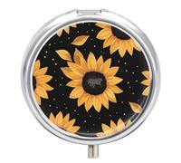 Leaves and Sunflowers Pill Box Mini Pill Case Pocket Pill Case for Men Travel Pill Box Cute Pill Organizer 3 Compartment Medicine Pill Organizer Pill Container Pill Holder