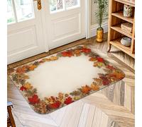 Leaves Area Rug, Fall Rustic Acorns Branches Fall Orange Low Pile Foam Soft Doormat Throw Rug Stain Resistant Laundry Room Bathroom Doorway Entryway Decor 2' X 3'