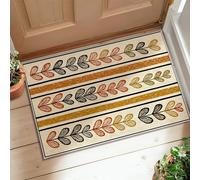 Leaves Area Rug, Fall Rustic Stripes Branches Fall Orange Non-Slip Backing Edge Binding Doormat Throw Rug Rectangle Bathroom Entryway Bedside Doorway Decor 2' X 3'
