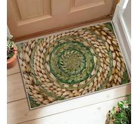 Leaves Area Rug, Nature Organic Circles Spirals Spring Green Non-Slip Backing Soft Doormat Throw Rug Stain Resistant Bathroom Bedside Entryway Door Decor 2' X 3'