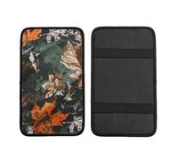 Leaves Camo Car Armrest Cushion Camouflage Maple Waterproof Auto Center Console Pad Car Armrest Seat Box Cover Protector Universal Fit for Most Vehicle SUV