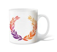 Leaves Ceramic Coffee Mug, Autumn Natural Wreath Watercolor Fall Orange Novelty Tea Cup with Handle Gift for Friendship Family Colleague Staff Sweetheart Teachers 11 Oz