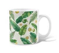Leaves Ceramic Coffee Mug, Tropical Botanical Lime Passion Fruit Summer Green Novelty Hot Chocolate Mug with Handle Ideal for Friends Family Co-Worker Lovers Eldership Senior 11 Oz