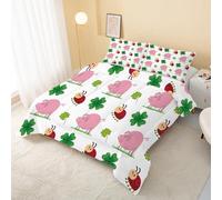 Leaves Coverless Duvet Single 7.5 Tog, Pigs Soft Hypoallergenic Quilt for Kids Boys Girls, Insects Lightweight Comforter Set for All Seasons, Easy Care Bedding Single Bed Size Q&32