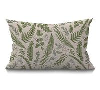 Leaves Cushion Cover Outdoor Linen Pillowcase Green Leaves and Fern Pattern Throw Pillow Cover 30cm X 50cm Hippie Decorative Oblong Lumbar Pillow Case for Livingroom Sofa Bed ,30x50cm 12x20 Inch