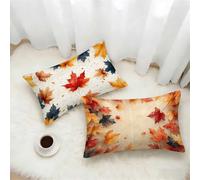Leaves Cushion Covers 70x90 Set of 2, Nordic Rectangle Pillow Cases with Hidden Zipper, Soft Velvet Pillow Case 90x70cm, Double Sided Printing, Pillowcases for Bed Sofa Bedroom Outdoor Decor T-3328