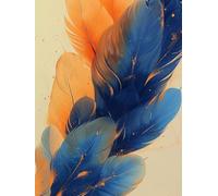 Leaves Diamond Art Kits Adults, Feather Diamond Painting, Crystal Art Kits for Adults, DIY Round Full Drill Embroidery Cross Stitch Canvas Painting Crafts Pictures, for Home Wall Decor, 40x50cm 0-8956