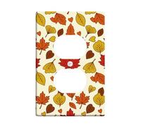 Leaves Duplex Outlet Covers Wall Plate, Autumn Natural Hearts Autumn Fall Orange Plastic Standard Size Decorative Receptacle Outlet Covers for Bedroom Bathroom Kitchen Entrance Decor