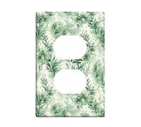 Leaves Duplex Outlet Covers Wall Plate, Natural Organic Water Drops Greenery Spring Green Plastic Standard Size Wall Plates for Electrical Outlets for New Apartment Home Bedroom Office Decor