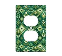 Leaves Duplex Outlet Covers Wall Plate, Nature Modern Diamonds Plants Spring Green Plastic Standard Size Double Power Outlet Cover Plate for Bedroom Bathroom Kitchen Entrance Decor