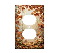 Leaves Duplex Outlet Covers Wall Plate, Nature Rustic Branches Halo Fall Orange Standard Size Face Plates for Electrical Outlets for Home Living Room Bedroom Bathroom Decor