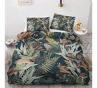 Leaves Emperor Size Duvet Cover Sets, Modern Art Printed Bedding Set 3 Pcs, Ultra Soft Microfibre Quilt Cover & 2 Pillowcases With Zipper Closure 290 x 235
