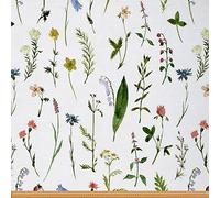 Leaves Fabric by The Yard, Spring Floral Upholstery Fabric, Nature Theme Decorative Fabric, Wild Flower Indoor Outdoor Fabric, Watercolor DIY Art Waterproof Fabric, Green Red, 2 Yards
