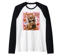 Leaves Fall I Don't Raccoon Black Cat and Iced Coffee Scene Raglan Baseball Tee