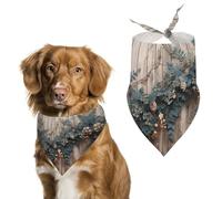 Leaves Floral on Rustic Wood Dog Bandana Washable & Adjustable Triangle Scarf, Breathable Pet Scarf for Small Medium Large Pets, Cute Fashion Pet Accessory