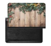 Leaves Floral on Rustic Wood Passport Holder Passport Wallet Document Organizer Protector PU Leather Card Slot Travel Accessories