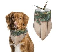 Leaves Floral on Rustic Wood Pet Scarf Adjustable Pet Accessories Triangular Scarf Washable Floral Print Puppy Bib Bandana Stylish Comfortable Cat Scarves for Holiday Scarfs