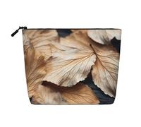 Leaves Floral on Rustic Wood print Makeup Bags for Purse Zipper Cosmetic Pouch Large Travel Canvas Make Up Organizer, Black, One Size