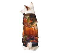 Leaves Happy Thanksgiving Day Printed Dog Hoodie Soft Dog Sweatshirt Cute Cat Dog Clothes for Small Dogs Kitten Puppy, L
