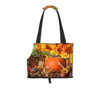 "Leaves Happy Thanksgiving Day Pumpkin Prints Small Dog Carrier Bag, Portable Cat Carrier Handbag, Foldable Pet Carrier Bag, Personalized Pattern Design"