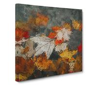 Leaves in Autumn Canvas Print | Gallery Wrapped 30mm Frame Wall Art | 14x14 inches | Ready to Hang | Abstract Floral Picture | Living Room Bedroom Lounge Office