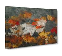 Leaves In Autumn Canvas Print | Gallery Wrapped 30mm Frame Wall Art | 20x14 inches | Ready to Hang | Abstract Floral Picture | Living Room Bedroom Lounge Office
