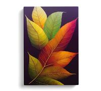 Leaves In Colour No.5 Black, Yellow, Peach Canvas Print | Gallery Wrapped 30mm Frame Wall Art | 30x20 inches | Ready to Hang | Contemporary Floral Picture | Living Room Bedroom Lounge Office