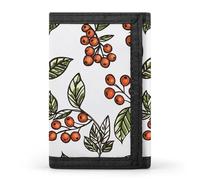 Leaves in Doodle Style Wallet, Unisex Tri-Fold Wallet with Card Slots & Keychain, Lightweight & Minimalist Wallets for Travel, Daily Use, Gifts