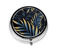 Leaves in The Dark A Round Mini Pillbox with Three Compartments for Storing Vitamins, Fish Oil, and Nutritional Supplements.