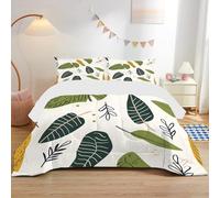 Leaves King Size Duvet 7.5 Tog, Soft Reversible Coverless Duvet, Stripes Quilt King Size for All Seasons, Microfiber Duvets with 2 Pillowcases (230 * 220cm) -Ad208