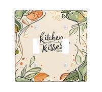 Leaves Kitchen Double Light Switch Cover Plate, Natural Organic Flowers Pot Spring Green Plastic Standard Size Decorative Wall Plates for New Apartment Home Bedroom Office Decor