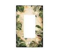 Leaves Kitchen Single Rocker Light Switch Cover, Botanical Tropical Pot Speckles Summer Green Plastic Standard Size Decorative Wall Plates for Living Room Bedroom Home Office Decor