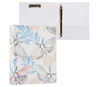 Leaves Moths White 3 Ring Binder 1.5 Inch Ring Binders with Clear View Binder Organizer for School Home Office, Holds 200 Sheets, Fit A4 Letter Size Paper, 2 Pack