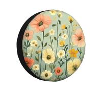 Leaves Of The Large Yellow Flower Spare Tire Cover Wheel Tire Covers,Waterproof Dust-Proof Tire Covers Protector Universal Fit For Trailer Rv Suv Truck Camper 17 Inch