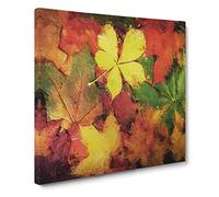 Leaves on an Autumn Forest Canvas Print | Gallery Wrapped 30mm Frame Wall Art | 20x20 inches | Ready to Hang | Modern Floral Picture | Living Room Bedroom Lounge Office