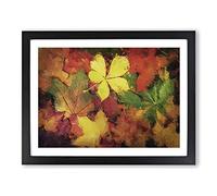 Leaves On An Autumn Forest Modern Art Framed Print | A2 Black Framed Wall Art | Ready to Hang | Modern Floral Picture | Living Room Bedroom Lounge Office