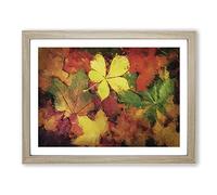 Leaves On An Autumn Forest Modern Art Framed Print | A2 Oak Framed Wall Art | Ready to Hang | Modern Floral Picture | Living Room Bedroom Lounge Office