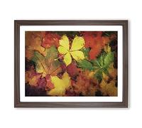Leaves On An Autumn Forest Modern Art Framed Print | A2 Walnut Framed Wall Art | Ready to Hang | Modern Floral Picture | Living Room Bedroom Lounge Office