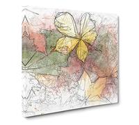 Leaves on an Autumn Forest Sketch Canvas Print | Gallery Wrapped 30mm Frame Wall Art | 14x14 inches | Ready to Hang | Modern Floral Picture | Living Room Bedroom Lounge Office