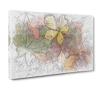 Leaves on an Autumn Forest Sketch Canvas Print | Gallery Wrapped 30mm Frame Wall Art | 30x20 inches | Ready to Hang | Modern Floral Picture | Living Room Bedroom Lounge Office