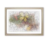 Leaves on an Autumn Forest Sketch Framed Print | A2 Oak Framed Wall Art | Ready to Hang | Modern Floral Picture | Living Room Bedroom Lounge Office
