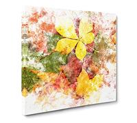 Leaves on an Autumn Forest Watercolour Canvas Print | Gallery Wrapped 30mm Frame Wall Art | 20x20 inches | Ready to Hang | Modern Floral Picture | Living Room Bedroom Lounge Office