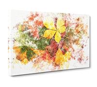 Leaves On An Autumn Forest Watercolour Canvas Print | Gallery Wrapped 30mm Frame Wall Art | 30x20 inches | Ready to Hang | Modern Floral Picture | Living Room Bedroom Lounge Office