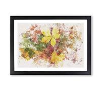 Leaves on an Autumn Forest Watercolour Framed Print | A2 Black Framed Wall Art | Ready to Hang | Modern Floral Picture | Living Room Bedroom Lounge Office