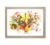 Leaves On An Autumn Forest Watercolour Modern Framed Print | A2 Oak Framed Wall Art | Ready to Hang | Modern Floral Picture | Living Room Bedroom Lounge Office