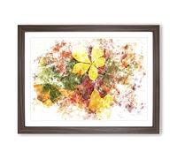 Leaves On An Autumn Forest Watercolour Modern Framed Print | A2 Walnut Framed Wall Art | Ready to Hang | Modern Floral Picture | Living Room Bedroom Lounge Office